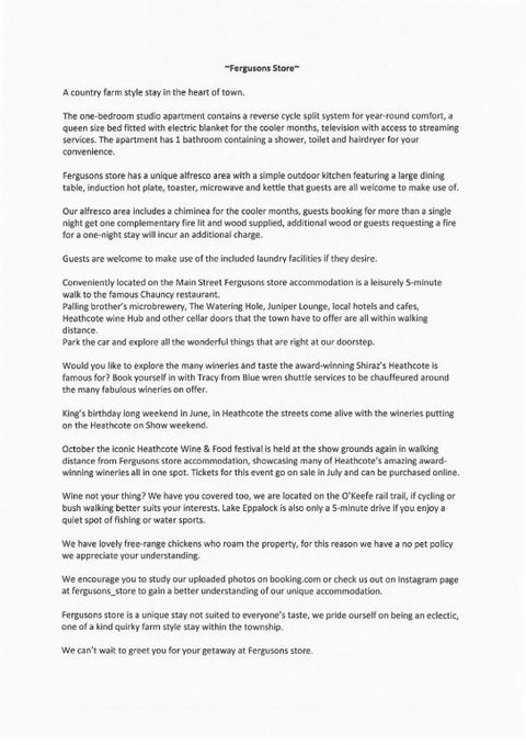 Fergusons Store - Foster Accommodation 1